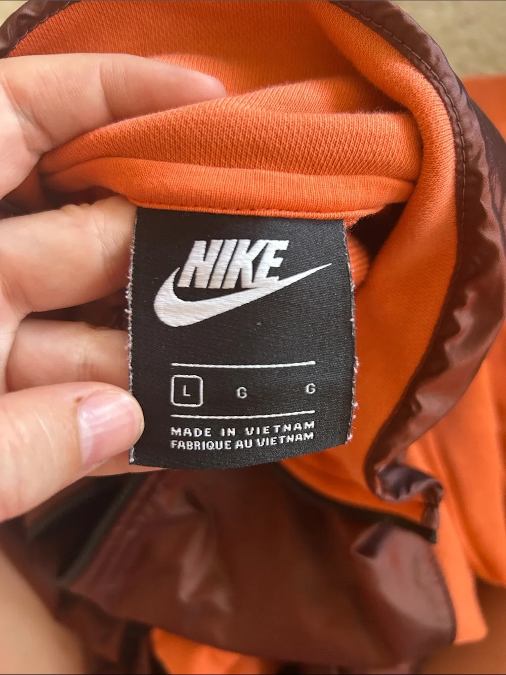 Nike Orange and Burgundy Half-Zip Pullover cropped
